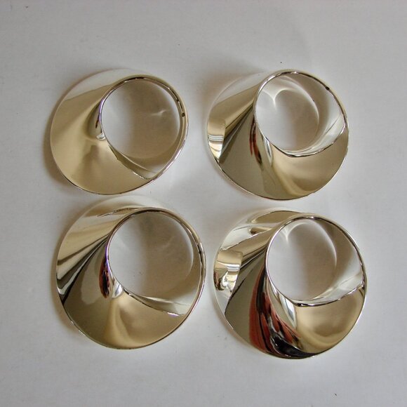 Silver Plated Napkin Rings Wedgwood Twist Napkin Rings Set of 4 Modern Hallmark - Picture 1 of 13